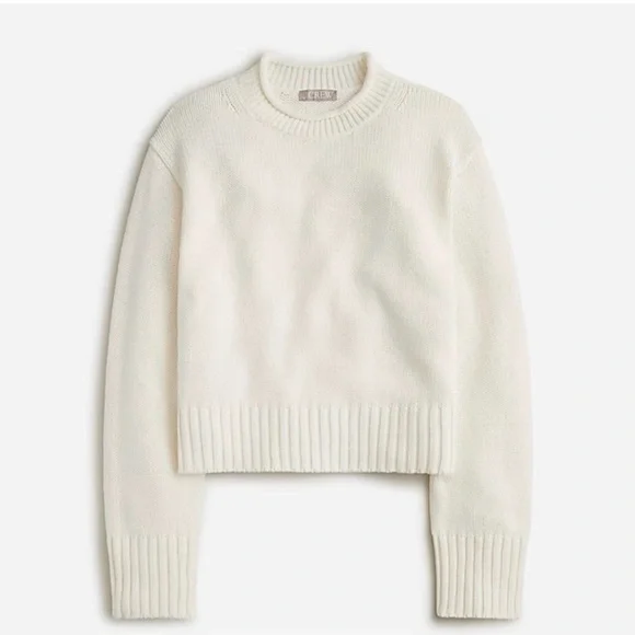 Cream Knit Roll Neck Cotton Sweater - Picture 2 of 7